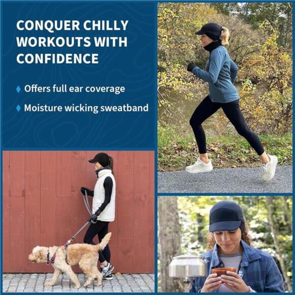 Ponytail Hat for Women - Reflective Winter Hat with Ponytail Hole for Workouts - Picture 6 of 7